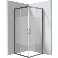 Deante Funkia Evo Duschkabine 90x90 cm quadratisch graphit Matte/Glas mit Muster KYC_DE99P