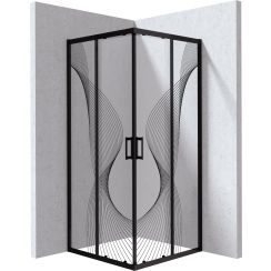 Deante Funkia Evo Duschkabine 80x80 cm quadratisch schwarz Matte/Glas mit Muster KYC_NB88P