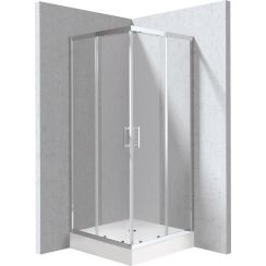 Deante Funkia Evo Duschkabinen-Set mit Duschwanne 90x90 cm quadratisch chrom Glanz/durchsichtiges Glas KYCZ0099P