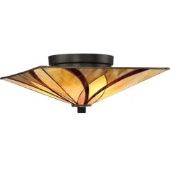 Elstead Lighting Asheville Deckenlampe 2x60 W bernstein-rot-cremig QZ-ASHEVILLE-F