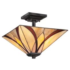 Elstead Lighting Asheville Deckenlampe 2x60 W bernstein-rot-cremig QZ-ASHEVILLE-SF