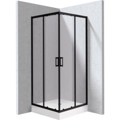 Deante Funkia Evo Duschkabinen-Set mit Duschwanne 80x80 cm quadratisch schwarz Matte/durchsichtiges Glas KYC_ZN088P