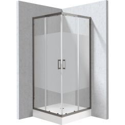 Deante Funkia Evo Duschkabinen-Set mit Duschwanne 80x80 cm quadratisch graphit Matte/Glas mit Muster KYC_ZDE88P