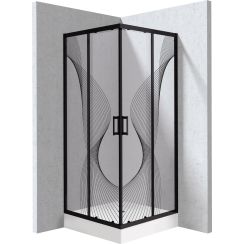 Deante Funkia Evo Duschkabinen-Set mit Duschwanne 80x80 cm quadratisch schwarz Matte/Glas mit Muster KYC_ZNB88P