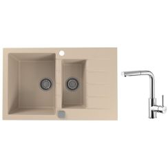 Set Granitspüle Alveus Cadit 1131358, Küchenarmatur Alveus Siros 1129047