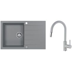 Set Granitspüle Alveus Cadit 1132025, Küchenarmatur Alveus Delos 1129019
