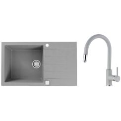 Set Granitspüle Alveus Cadit 1132030, Küchenarmatur Alveus Delos 1129019