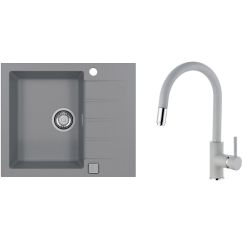 Set Granitspüle Alveus Cadit 1132020, Küchenarmatur Alveus Delos 1129019