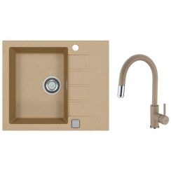 Set Granitspüle Alveus Cadit 1132019, Küchenarmatur Alveus Delos 1129020