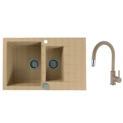 Set Granitspüle Alveus Cadit 1131359, Küchenarmatur Alveus Delos 1129020