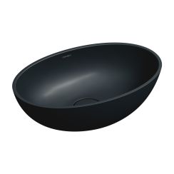 Omnires Shell M+ Waschbecken 50x32 cm oval Aufsatzwaschbecken schwarz matte SHELL500UNBLV