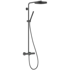 Hansgrohe Pulsify S Puro Duschset Wandmontage mit Thermostat mit Kopfbrause chrom-schwarz 24222340