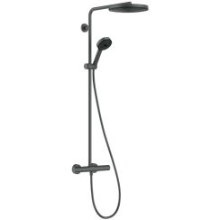 Hansgrohe Pulsify S Duschset Wandmontage mit Thermostat mit Kopfbrause chrom-schwarz 24236340
