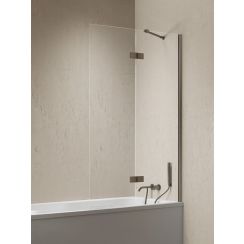 New Trendy Nesta Gunmetal Brushed Badewannenabtrennung 100 cm zweigeteilt gebürstet/durchsichtiges Glas P-0258-WL