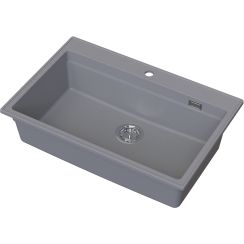 Ruvetti Absol 80 Granitspüle mit Abtropfeinsatz 76x50 cm grau/graphit/onyx 3001AB_GR80_W