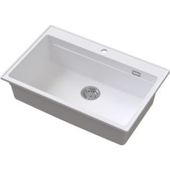 Ruvetti Absol 80 Granitspüle mit Abtropfeinsatz 76x50 cm weiß 3001AB_WH80_W