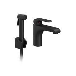 Ravak Puri Waschtischarmatur mit Bidet-Handbrause Stehend schwarz X070439