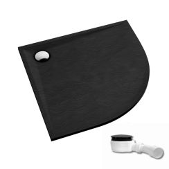 Schedpol Etrusco Black Stone Halbrunde Duschwanne 90x90 cm schwarz 3.464/C/ST