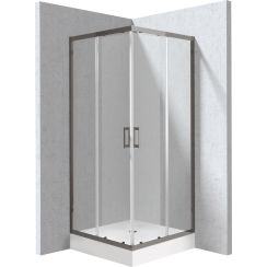 Deante Funkia Evo Duschkabinen-Set mit Duschwanne 90x90 cm quadratisch graphit Matte/durchsichtiges Glas KYCZD099P