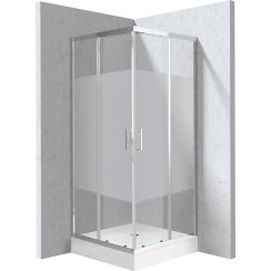 Deante Funkia Evo Duschkabinen-Set mit Duschwanne 90x90 cm quadratisch chrom Glanz/Glas mit Muster KYCZ0E99P