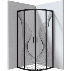 Deante Funkia Evo Duschkabine 80x80 cm halbrund schwarz Matte/Glas mit Muster KYPNB88P