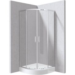 Deante Funkia Evo Duschkabinen-Set mit Duschwanne 80x80 cm halbrund chrom Glanz/durchsichtiges Glas KYPZ0088P