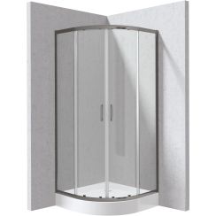 Deante Funkia Evo Duschkabinen-Set mit Duschwanne 80x80 cm halbrund graphit Matte/durchsichtiges Glas KYPZD088P
