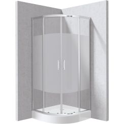 Deante Funkia Evo Duschkabinen-Set mit Duschwanne 80x80 cm halbrund chrom Glanz/Glas mit Muster KYPZ0E88P