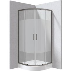 Deante Funkia Evo Duschkabinen-Set mit Duschwanne 80x80 cm halbrund graphit Matte/Glas mit Muster KYPZDE88P