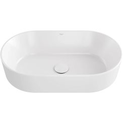 Besco Lova Waschbecken 53x31 cm oval Aufsatzwaschbecken weiß glanz UNC-53-LOB