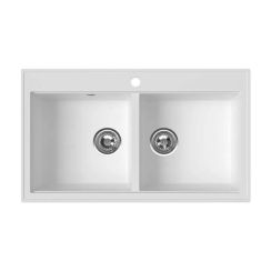 Ferro Stampo Granitspüle 86x50 cm weiß DRGS2/50/86WH