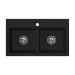 Ferro Stampo Granitspüle 75x45 cm grau/graphit/onyx DRGS2/45/75BA