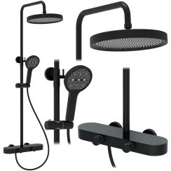 Rea Cris Duschset Wandmontage mit Kopfbrause schwarz REA-P0360