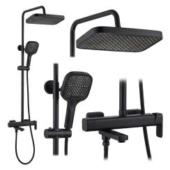 Rea Arlo Duschset Wandmontage mit Kopfbrause schwarz REA-P7440