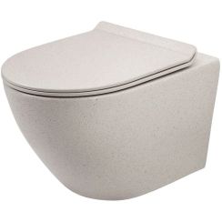 Rea Carlo Mini WC-Becken mit Absenkautomatik-Sitz hängend Spülrandlos mit Wirbelspülung beige Matte REA-C0362
