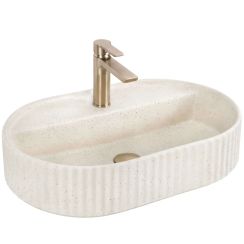 Rea Marcela Waschbecken 60x37 cm oval Aufsatzwaschbecken braun/beige matte REA-U3520