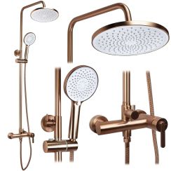 Rea Ontario Duschset Wandmontage mit Kopfbrause kupfer REA-P9496