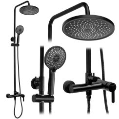 Rea Ontario Duschset Wandmontage mit Kopfbrause schwarz REA-P5712