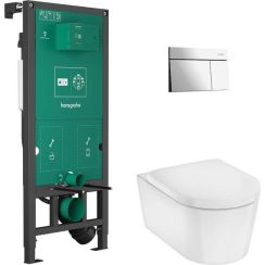 Hansgrohe EluPura S Set bestehend aus einer Schüssel mit Brett und einem Rahmen mit Knopf 60303000