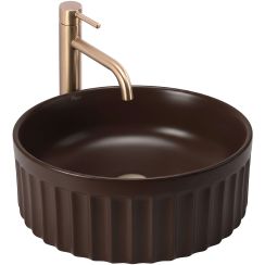 Rea Duo Waschbecken 38x38 cm rund Aufsatzwaschbecken braun/beige matte REA-U3604