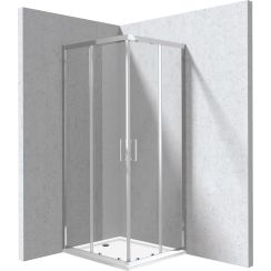 Deante Funkia Evo Duschkabinen-Set mit Duschwanne 90x80 cm rechteckig chrom Glanz/durchsichtiges Glas KYCP0089P