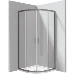 Deante Funkia Evo Duschkabinen-Set mit Duschwanne 80x80 cm halbrund graphit Matte/durchsichtiges Glas KYPPD088P