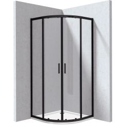 Deante Funkia Evo Duschkabinen-Set mit Duschwanne 80x80 cm halbrund schwarz Matte/durchsichtiges Glas KYPPN088P