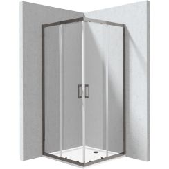 Deante Funkia Evo Duschkabinen-Set mit Duschwanne 90x90 cm quadratisch graphit Matte/durchsichtiges Glas KYCPD099P