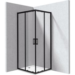 Deante Funkia Evo Duschkabinen-Set mit Duschwanne 90x80 cm rechteckig schwarz Matte/durchsichtiges Glas KYCPN089P