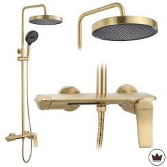 Rea Vision Duschset Wandmontage mit Kopfbrause gold REA-P9667