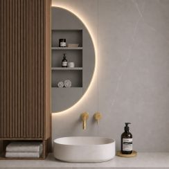 Baltica Design Aluma Spiegel 50x100 cm mit Beleuchtung gold 5904107934518