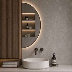Baltica Design Aluma Spiegel 50x100 cm mit Beleuchtung schwarz 5904107934471