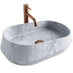 Rea Dune Waschbecken 59x38 cm Aufsatzwaschbecken grauer Stein matte REA-U3541