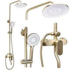 Rea Drop Duschset Wandmontage mit Kopfbrause gold REA-P7063